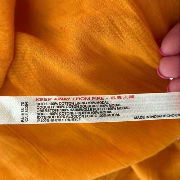 Free People Bright Orange Vieques Off The Shoulder Puff Sleeve Midi Dress - Picture 14 of 14